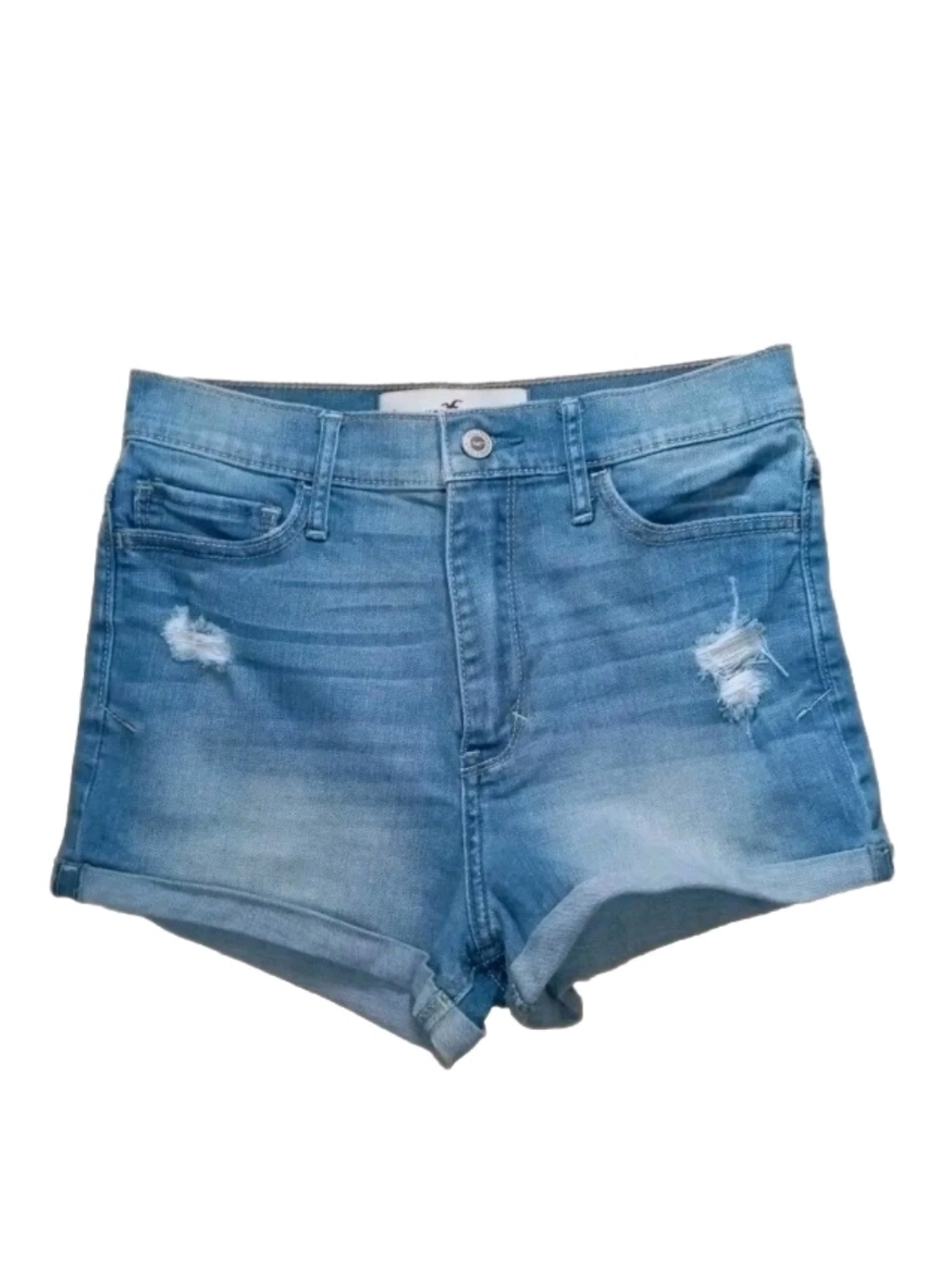 Hollister Womens Jean Shorts Size 3 High Waist Stretch Short Cuffed Distressed